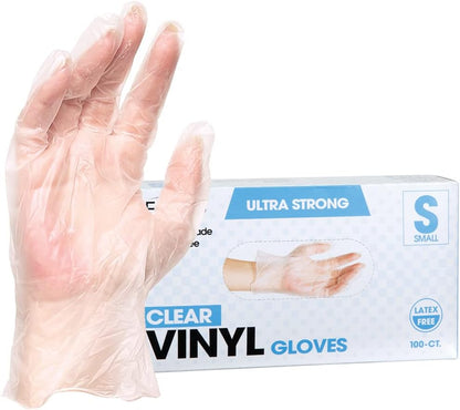 Disposable Vinyl Gloves - Clear, Industrial Grade, Powder-Free, Latex-Free