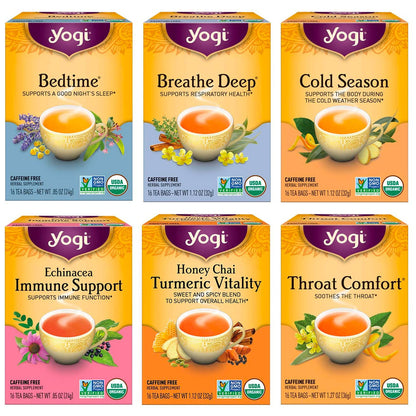 Tea Get Well Variety Pack - 6 Packs of 16 Tea Bags for Cold Season Support