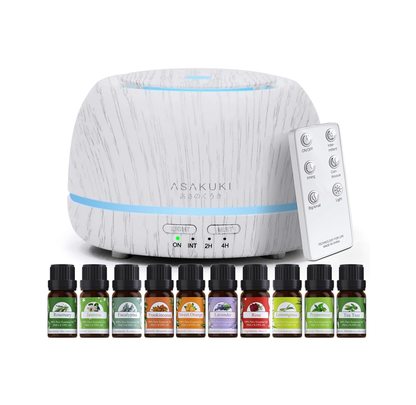 Relax and Refresh with our 5 in 1 Aromatherapy Diffuser Set - Includes 10 Pcs*10mL Pure Essential Oils!