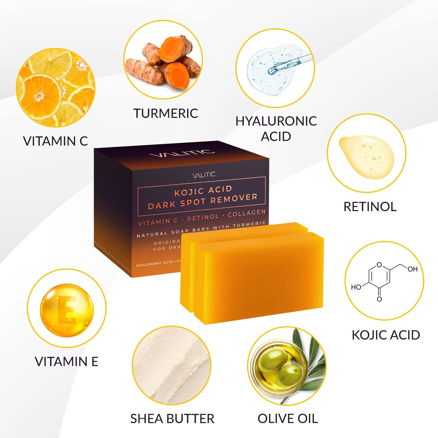 Kojic Acid Dark Spot Remover Soap Bars with Vitamin C