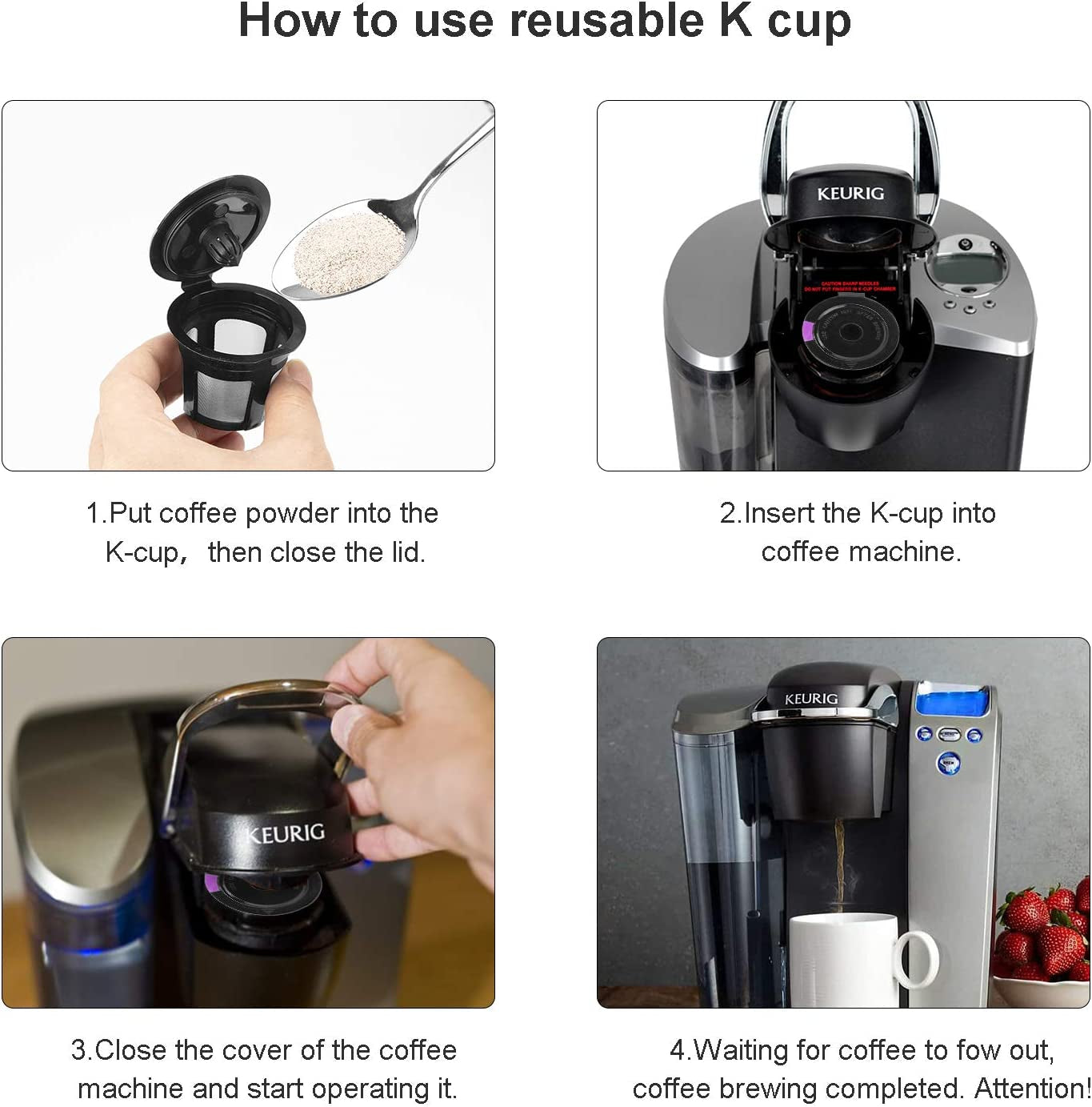 Refillable & Reusable K CUP Coffee Filter, 6 Pack