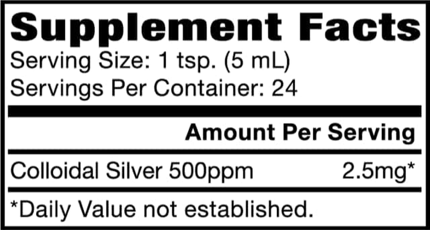 Boost Your Health with  Colloidal Silver Dietary Supplement - 500 PPM, 4 Fl. Oz.