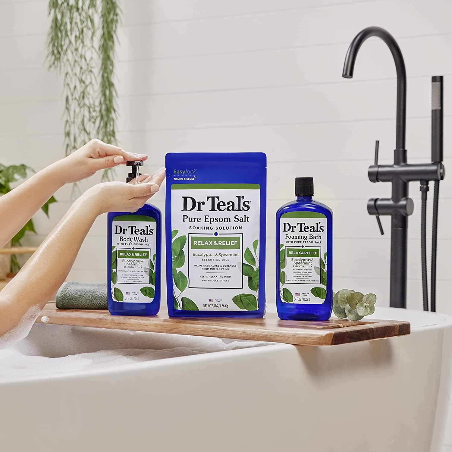 Dr Teal's Pure Epsom Salt Soak and Foaming Bath Oils for Relaxing & Relief 