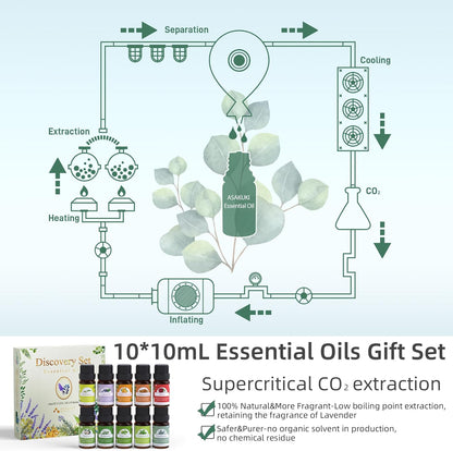 Relax and Refresh with our 5 in 1 Aromatherapy Diffuser Set - Includes 10 Pcs*10mL Pure Essential Oils!