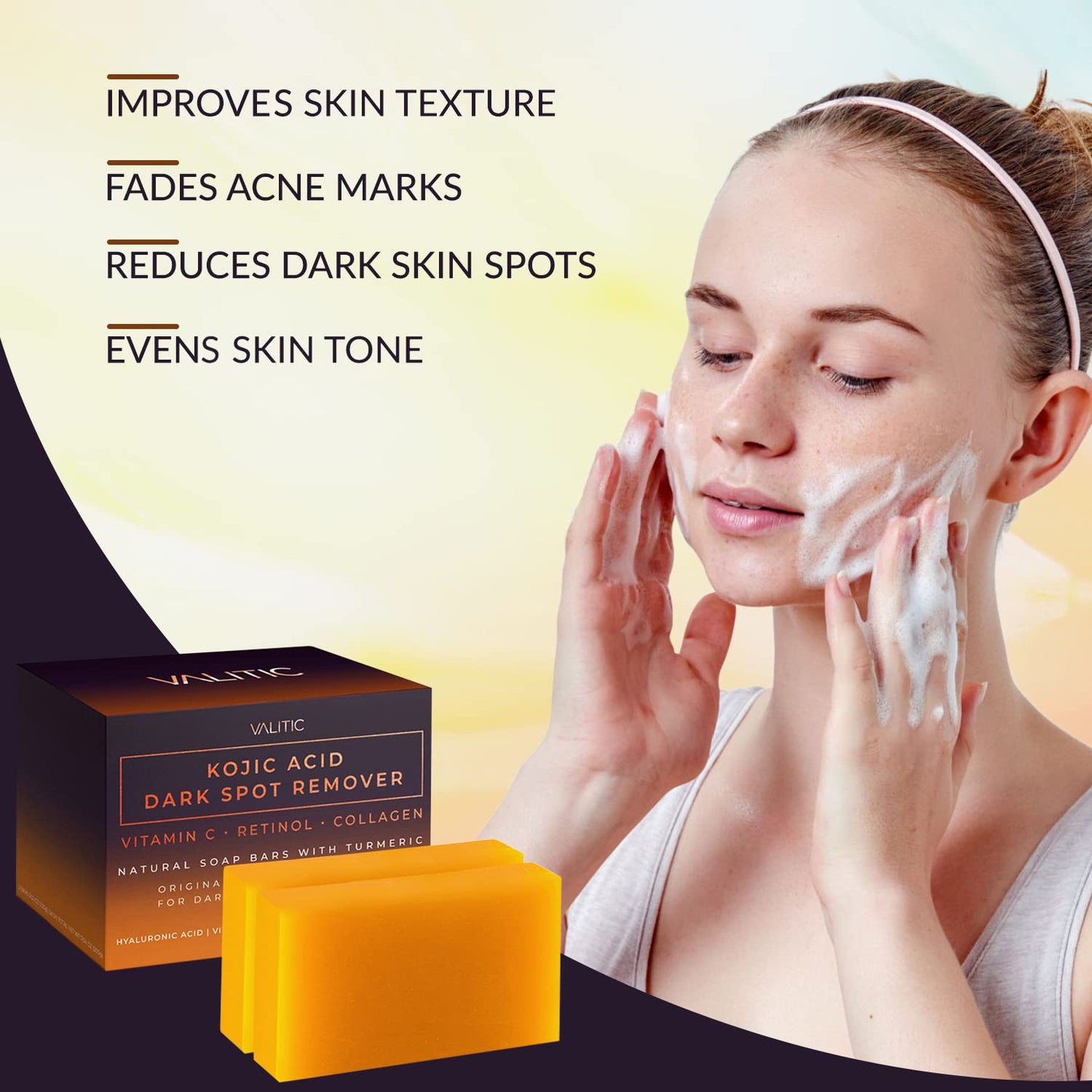 Kojic Acid Dark Spot Remover Soap Bars with Vitamin C