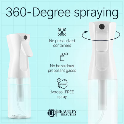 Hair Spray Bottle – Ultra Fine Continuous Water Mister for Hairstyling, Cleaning, Plants, Misting & Skin Care